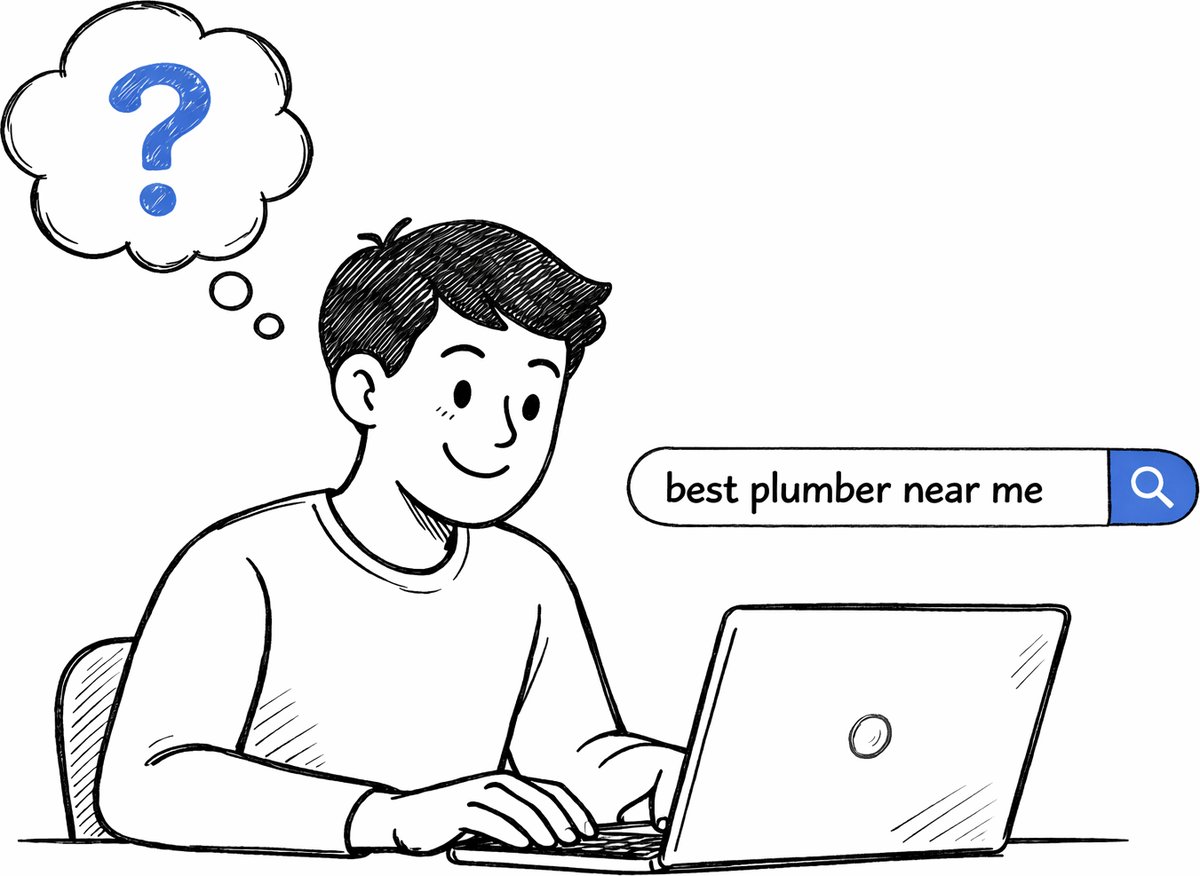 Customer searching online for a plumber